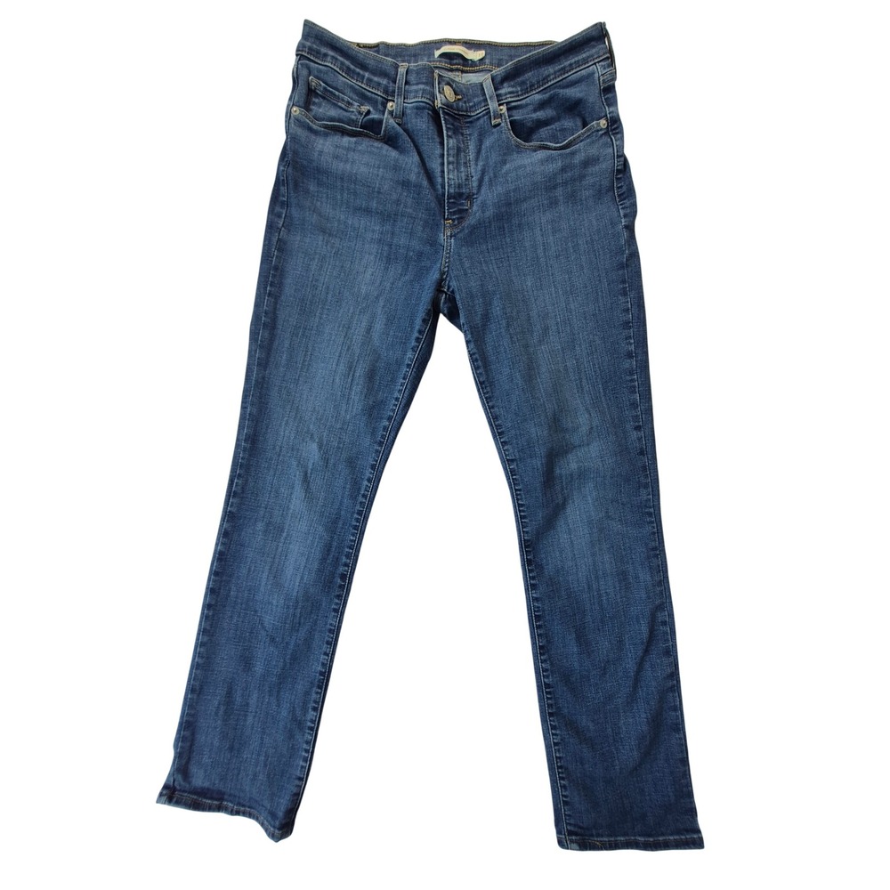 Levis Classic Straight Jeans Womens 10 Medium Wash Stretch Mid Rise Blue
